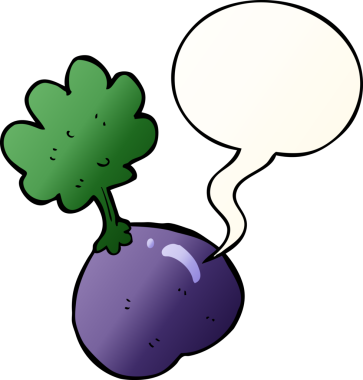 bir insan tarafından çizilmiş yumuşak eğimli konuşma baloncuklu karikatür sebzesi