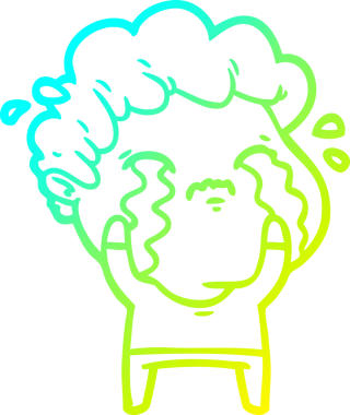 Bir insan tarafından çizilmiş ağlayan bir çizgi film karakteri çizimi.