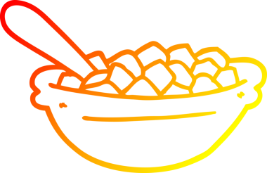 Bir insanın çizdiği mısır gevreği kasesinin sıcak çizgi çizgisi.