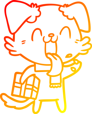 Bir insan tarafından çizilmiş, nefes nefese bir köpeğin sıcak çizgi çizimi.