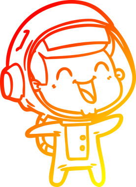 Bir insan tarafından çizilmiş mutlu bir astronotun sıcak çizgi çizimi