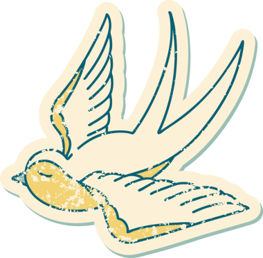 Bir insan tarafından çizilmiş bir kırlangıcın sembolik dövmesi.