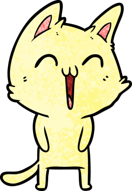 Bir insan tarafından çizilmiş mutlu çizgi film kedisi.