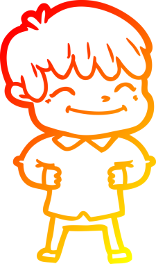 Bir insan tarafından çizilen mutlu bir çocuğun sıcak çizgi çizimi.