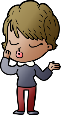 Bir insan tarafından çizilmiş gözleri kapalı çizgi film kadını.