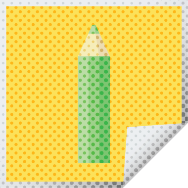 bir insan tarafından çizilmiş yeşil renkli kalem grafik vektör kare etiketi