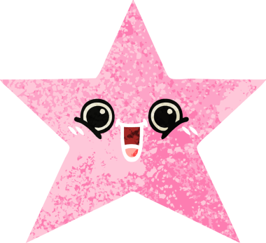 Bir insan tarafından çizilmiş yıldız balığının retro çizim tarzı karikatürü