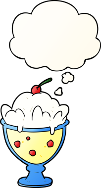 Düşünce baloncuklu karikatür tatlısı bir insan tarafından çizilmiş.