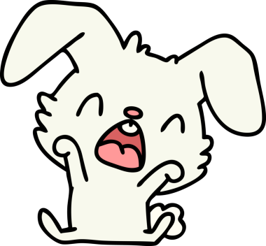 Bir insan tarafından çizilmiş esneyen ve gerinen şirin bir tavşan çizgi filmi.