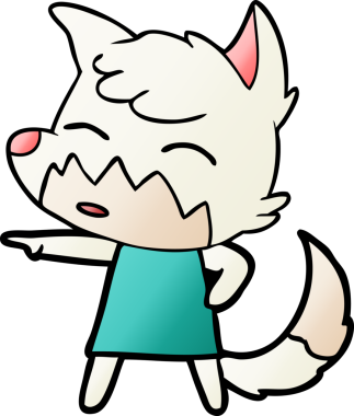 Bir insan tarafından çizilmiş, elbise giymiş bir tilki.