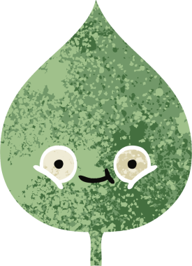 Bir insan tarafından çizilmiş dışavurumsal yaprağın retro çizim tarzı karikatürü