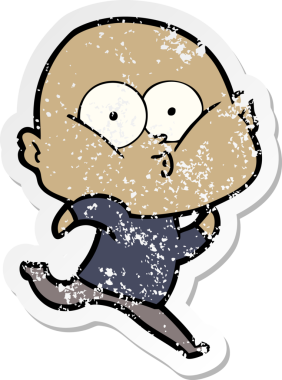 Bir insan tarafından çizilmiş kel bir adamın sıkıntılı çıkartması.