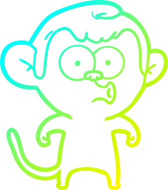 Bir insan tarafından çizilen korna çalan bir maymunun soğuk çizgi çizimi.