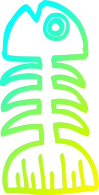 Bir insan tarafından çizilmiş balık kemiklerinin soğuk gradyan çizgisi.