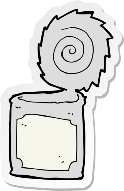 Bir insan tarafından çizilmiş açık teneke kutu etiketi.