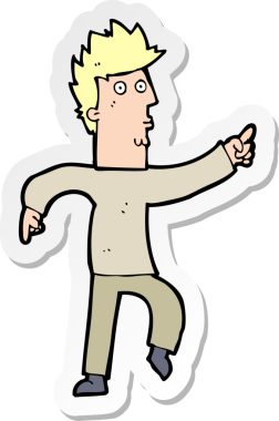 Bir insan tarafından çizilmiş endişeli bir adamın karikatür çıkartması.