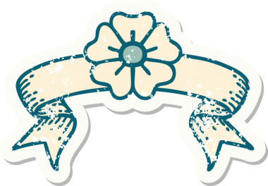 Bir insan tarafından çizilmiş çiçeğin bayrağını taşıyan eski bir etiket.