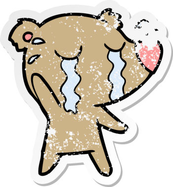 Bir insan tarafından çizilmiş ağlayan bir ayının sıkıntılı çıkartması.