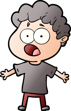 Bir insan tarafından çizilmiş bir karikatür adamı şaşkınlıkla nefes nefese kaldı.