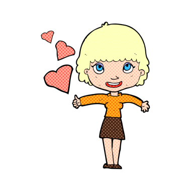 Bir insan tarafından çizilmiş aşık bir karikatür kadını.