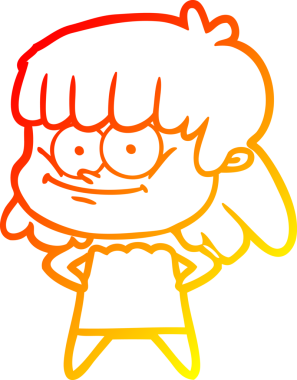 Bir insan tarafından çizilmiş gülümseyen bir karikatür çizimi