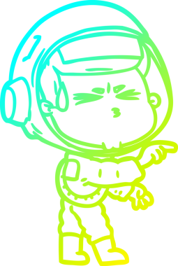 Bir insan tarafından çizilen soğuk gradyan çizgi çizimi stresli astronot