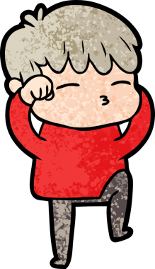 Bir insan tarafından çizilmiş meraklı bir çocuk.