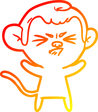 Bir insan tarafından çizilmiş kızgın bir maymunun sıcak çizgi çizimi