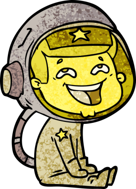 Bir insan tarafından çizilmiş gülen astronot çizgi filmi.