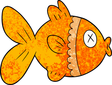 Bir insan tarafından çizilmiş Japon balığı çizgi filmi.