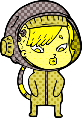 Bir insan tarafından çizilmiş astronot kadın.