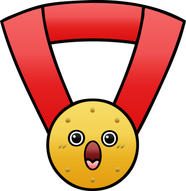 Bir insan tarafından çizilmiş altın madalyanın gölgelenmiş karikatürü.