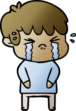 Bir insan tarafından çizilmiş ağlayan çizgi film çocuğu.