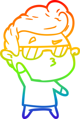 Gökkuşağı gradyan çizimi. Bir insan tarafından çizilmiş havalı bir adamın çizimi.