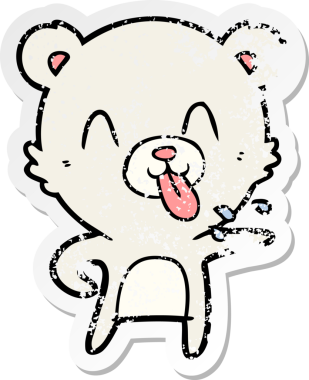 Bir insan tarafından çizilmiş dilden çıkmış kaba bir kutup ayısının sıkıntılı çıkartması.