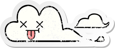 Bir insan tarafından çizilmiş şirin bir karikatür bulutunun sıkıntılı çıkartması.