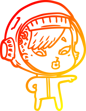 Bir insan tarafından çizilmiş bir astronot kadın çizgi çizimi.