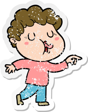 Bir insan tarafından çizilmiş bir çizgi film karakterinin sıkıntılı çıkartması.