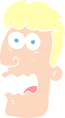 Bir insan tarafından çizilmiş şok olmuş bir adamın düz renk çizimi