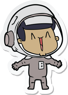 Bir insan tarafından çizilmiş mutlu bir astronotun çıkartması.