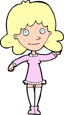 Çizgi film dostu bir kadın bir insan tarafından çiziliyor.