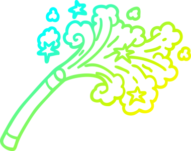 Bir insan tarafından çizilmiş bir çizgi film sihirbazının soğuk çizgi çizimi.