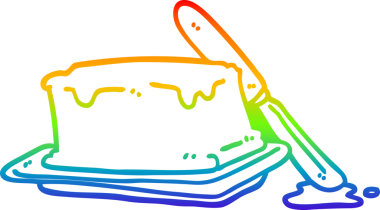 Bir insan tarafından çizilmiş tereyağı ve bıçağın çizimi.