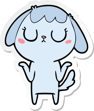 Bir insan tarafından çizilmiş şirin bir köpeğin çıkartması.