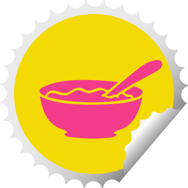 Bir insan tarafından çizilmiş yuvarlak kabuklu, tuhaf bir lapa kasesi.