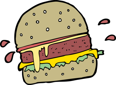 Bir insan tarafından çizilmiş çizgi film burgeri.