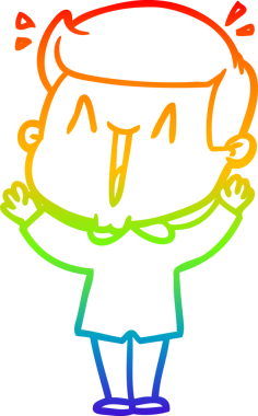 Gökkuşağı gradyanı çizimi bir insan tarafından çizilmiş heyecanlı bir çizgi film