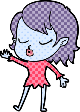 Bir insan tarafından çizilmiş şirin vampir kız çizgi filmi.