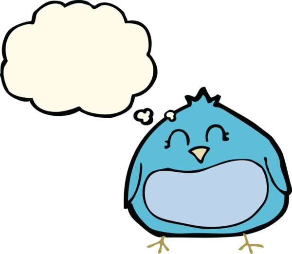 Bir insan tarafından çizilmiş düşünce baloncuklu şişman kuş.