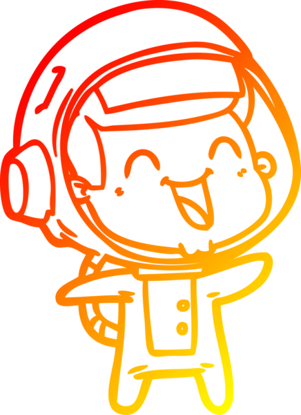 Bir insan tarafından çizilmiş mutlu bir astronotun sıcak çizgi çizimi